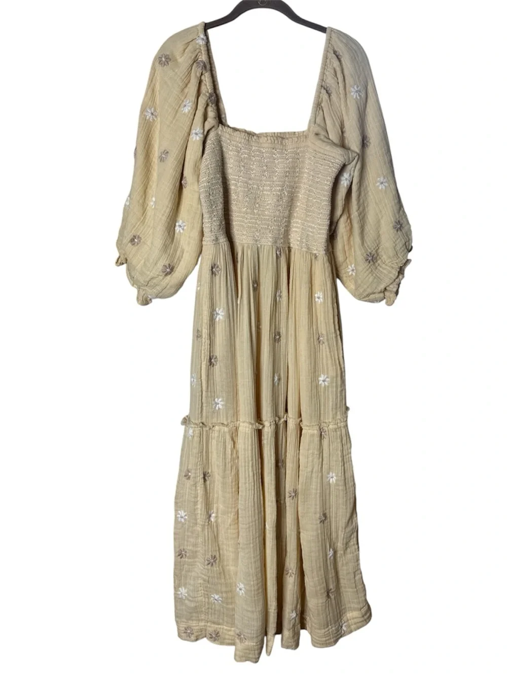 Free People Dahlia Embroidered Tiered Maxi Dress Cream Medium